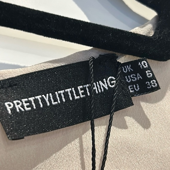 Pretty Little Thing Stone Underbust Detail Ruched Midi Dress Women Size 6 - Picture 6 of 17